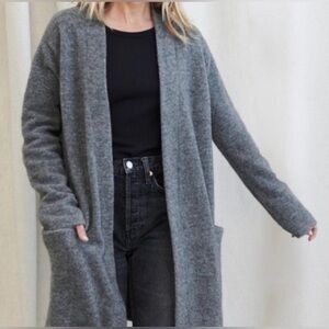Jenni Kayne Merino Wool Blend Sweater Coat Charcoal Gray